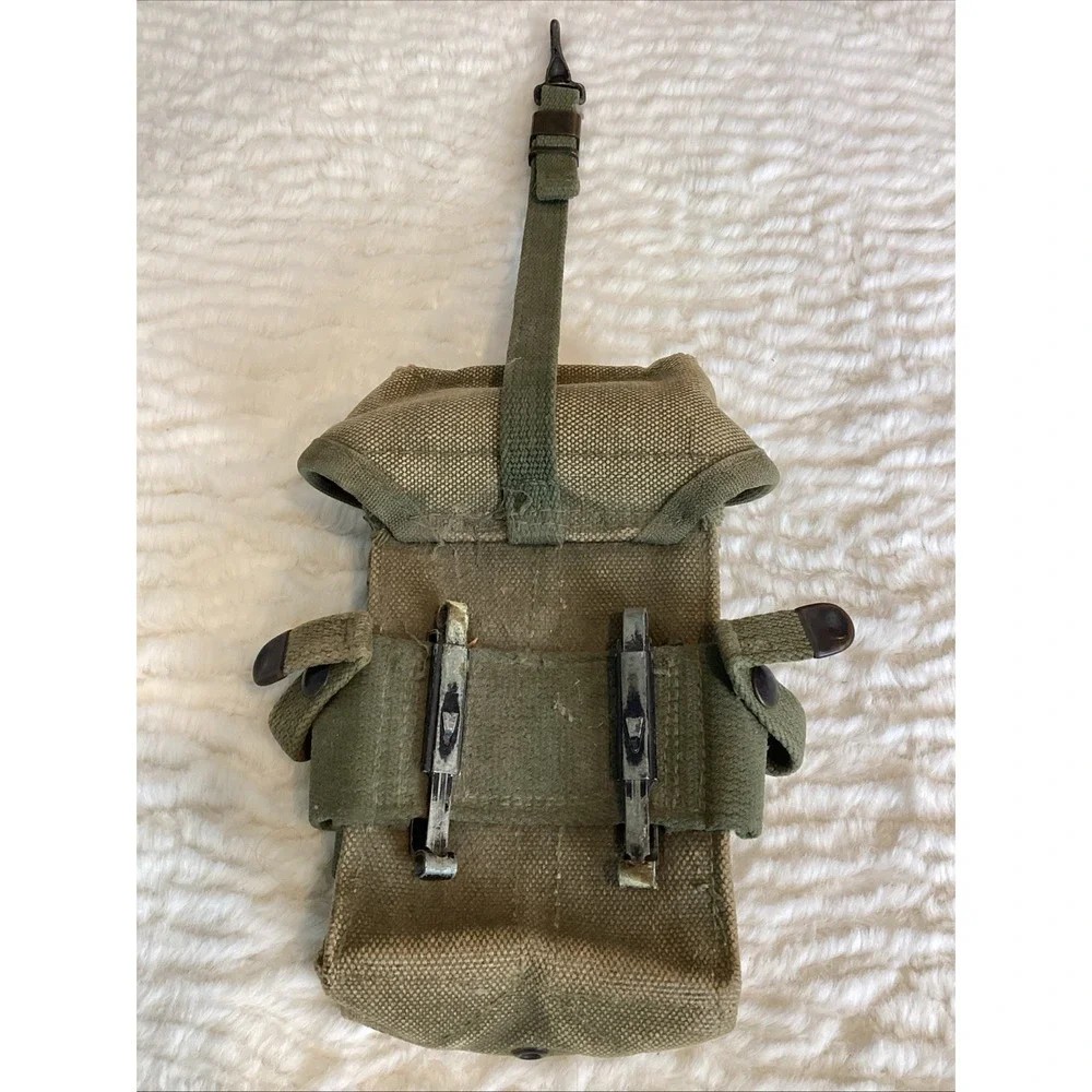 Vietnam Era US Army Military OD Green Canvas Ammo Magazine Pouch Case Vtg 1960s